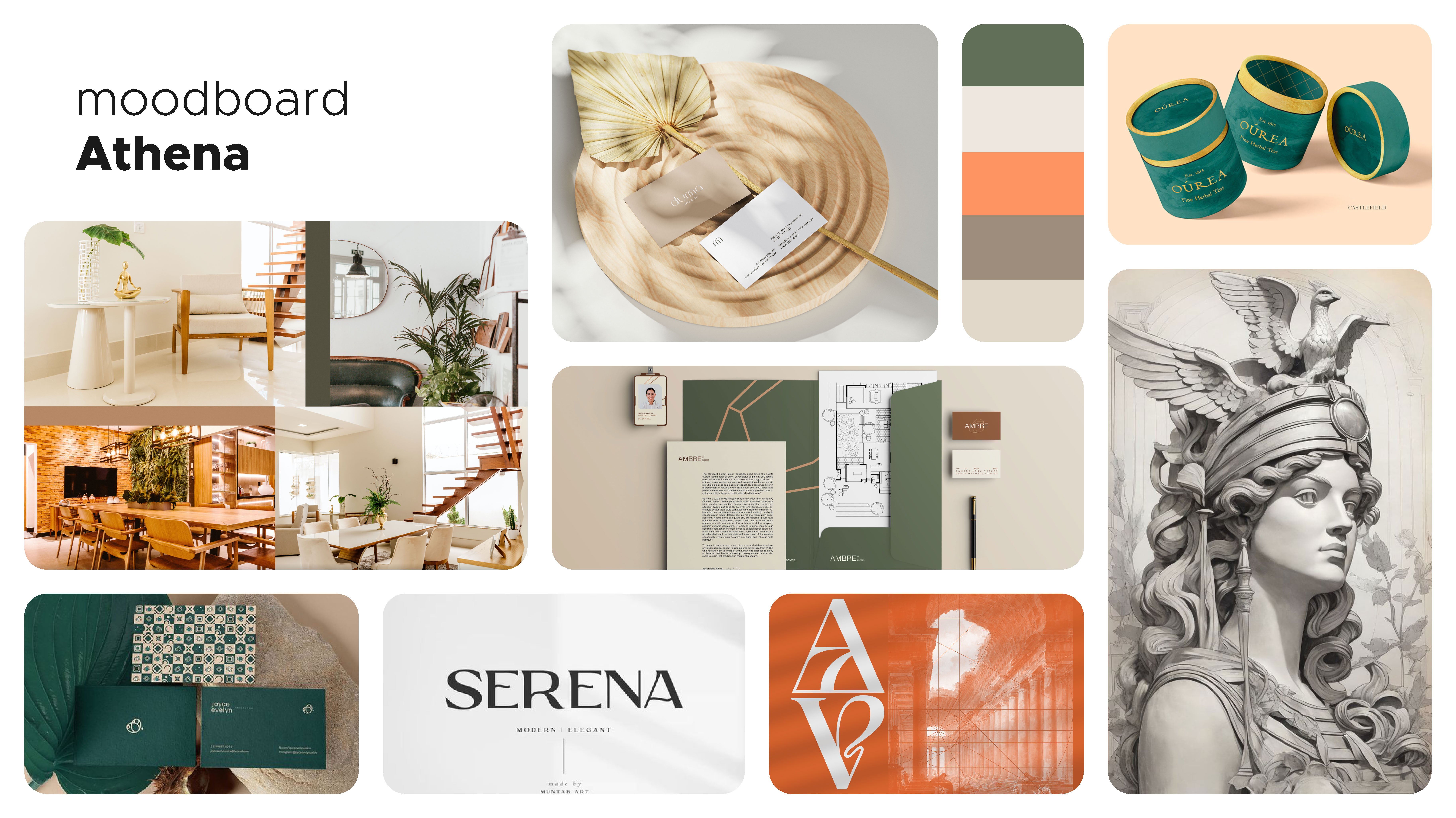 Athena Creative Studio – visuell identitet – moodboard